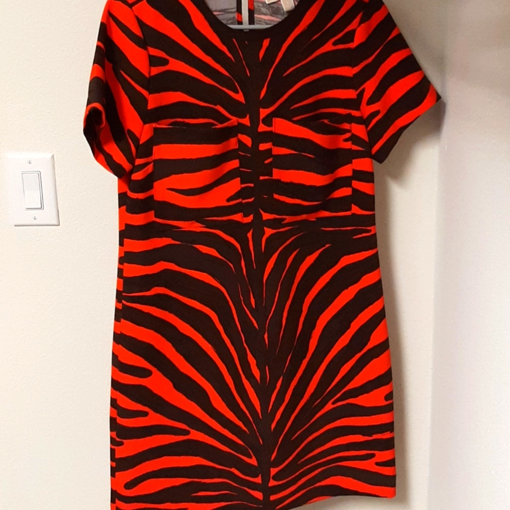 Michael Kors red and black zebra dress